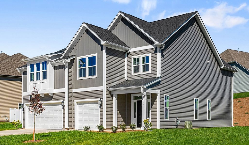 Front exterior of a new home in Hanes Lake, Winston-Salem, NC, highlighting curb appeal (Image 18).