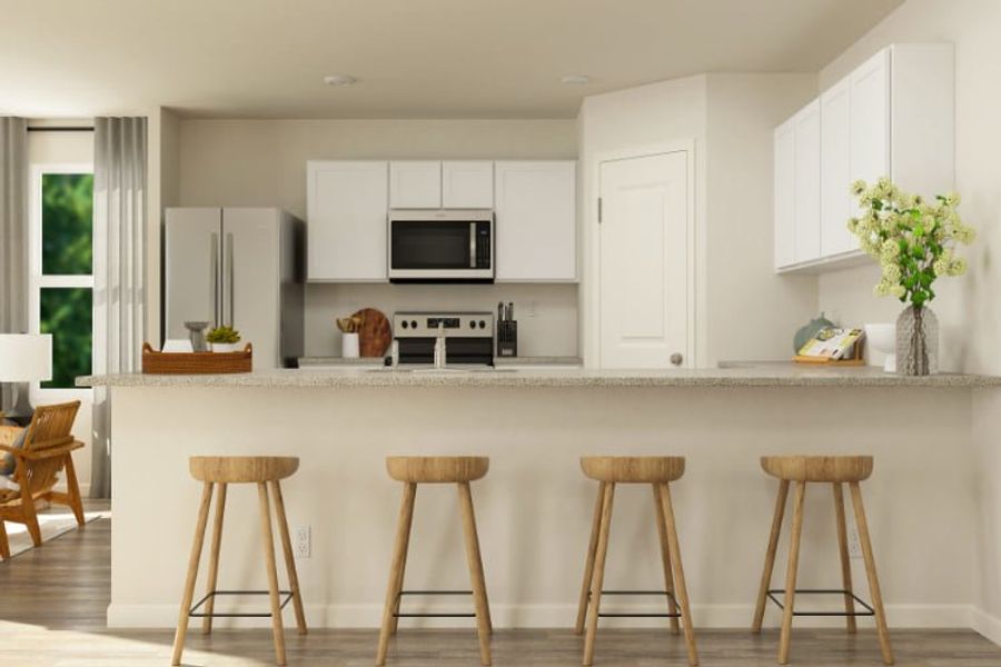 A kitchen with white cabinets. A kitchen with white cabinets.