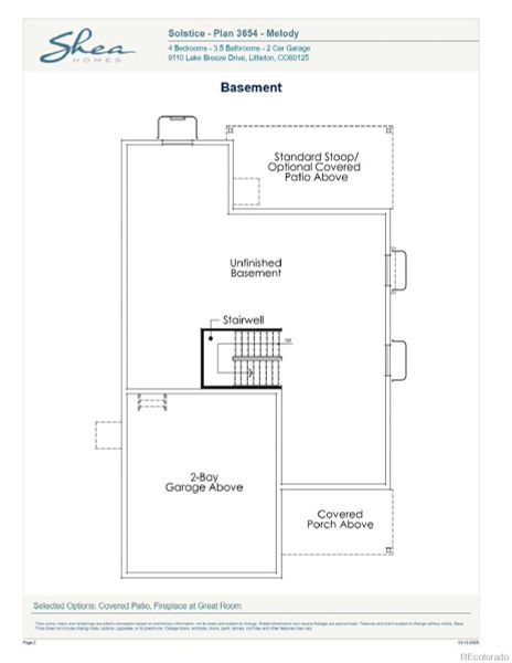 2D floor plan layout of this home in Harmony at Solstice, Littleton, CO (Image 6).