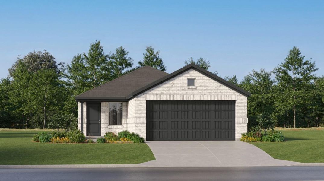 Front exterior of a new home in The Grand Prairie, Hockley, TX, highlighting curb appeal (Image 2).