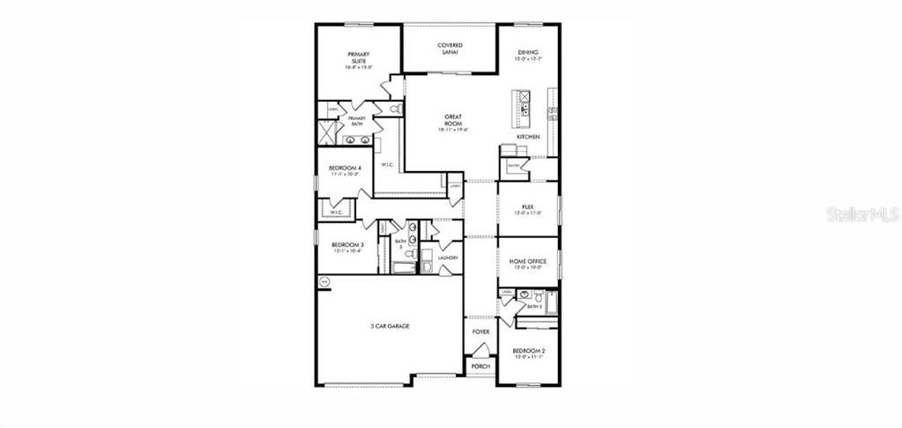 2D floor plan layout of this home in Oakfield Trails - Signature Series, Parrish, FL (Image 2). 2D floor plan layout of this home in Oakfield Trails - Signature Series, Parrish, FL (Image 2).