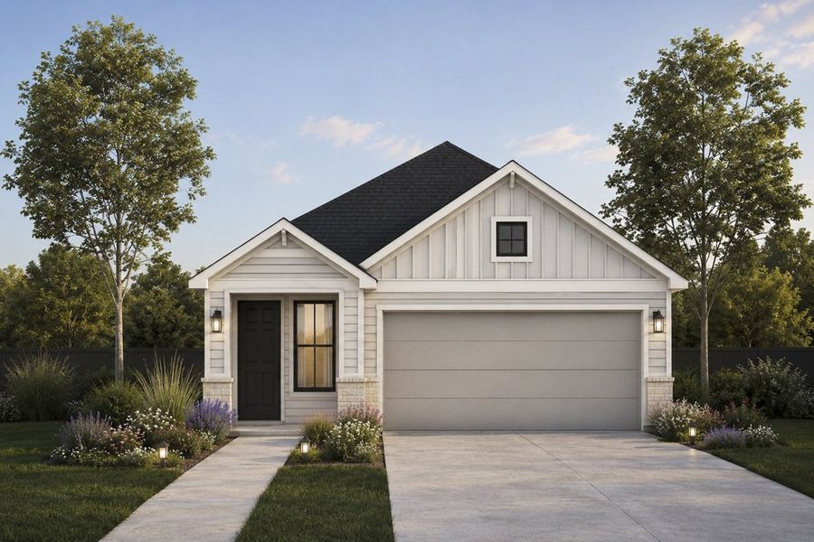 Representative exterior photo of a completed home built from the The Hillis by Lillian Custom Homes in Tabor Ranch, Ponder, TX (Image 2). Representative exterior photo of a completed home built from the The Hillis by Lillian Custom Homes in Tabor Ranch, Ponder, TX (Image 2).