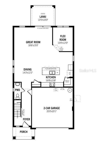 2D floor plan layout of this home in Sanderling, Palmetto, FL (Image 3).
