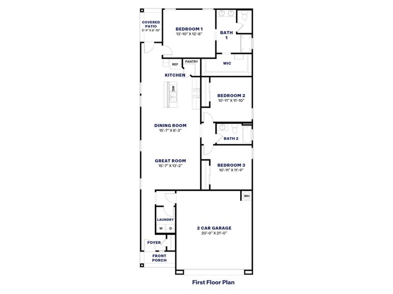 2D floor plan layout for the Diana by D.R. Horton in Radiance at Superstition Vistas, Apache Junction, AZ (Image 5).