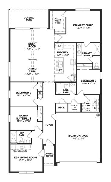 2D floor plan layout for the Passionflower II by K. Hovnanian® Homes in Aspire at Canter Creek, Davenport, FL (Image 3).