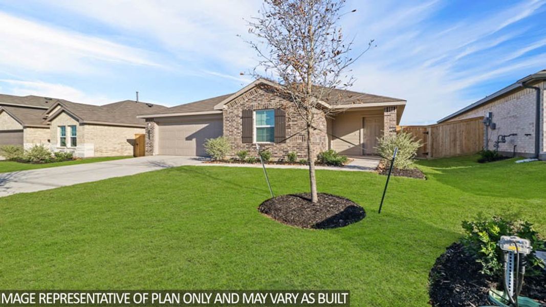 Representative exterior photo of a completed home built from the Camden by D.R. Horton in Harrington Trails at The Canopies, New Caney, TX (Image 2). Representative exterior photo of a completed home built from the Camden by D.R. Horton in Harrington Trails at The Canopies, New Caney, TX (Image 2).