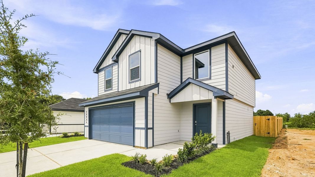 Front exterior of a new home in Sunset Valley, Hockley, TX, highlighting curb appeal (Image 17). Front exterior of a new home in Sunset Valley, Hockley, TX, highlighting curb appeal (Image 17).