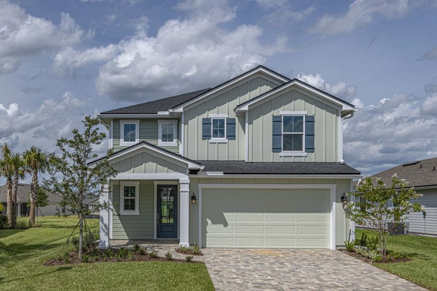 Representative exterior photo of a completed home built from the Sebring by Riverside Homes in Mariposa at EverRange, Jacksonville, FL (Image 30).