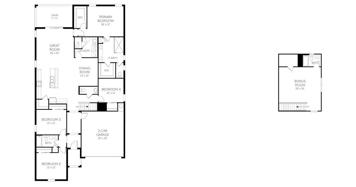 2D floor plan layout for the Ravenna II - Single Family Homes by Dream Finders Homes in Seaire, Palmetto, FL (Image 3).