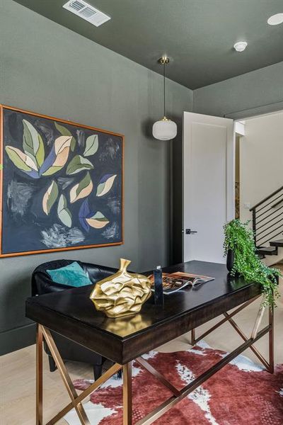 Dining area with stairway