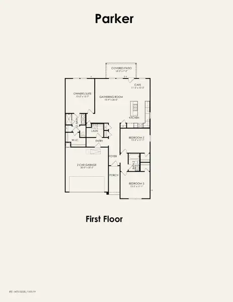 2D floor plan layout for the Parker by Pulte Homes in Dove Song, Santa Clara, TX (Image 3).