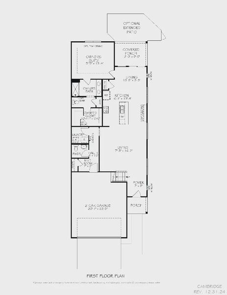 2D floor plan layout for the Cambridge by Epcon Communities in The Courtyards at Oak Grove, Durham, NC (Image 4).