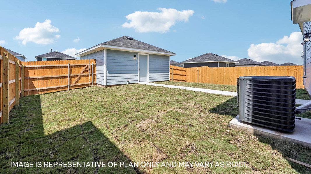 Exterior details and patio area of a home in Prairie Lakes, Buda (Image 3).