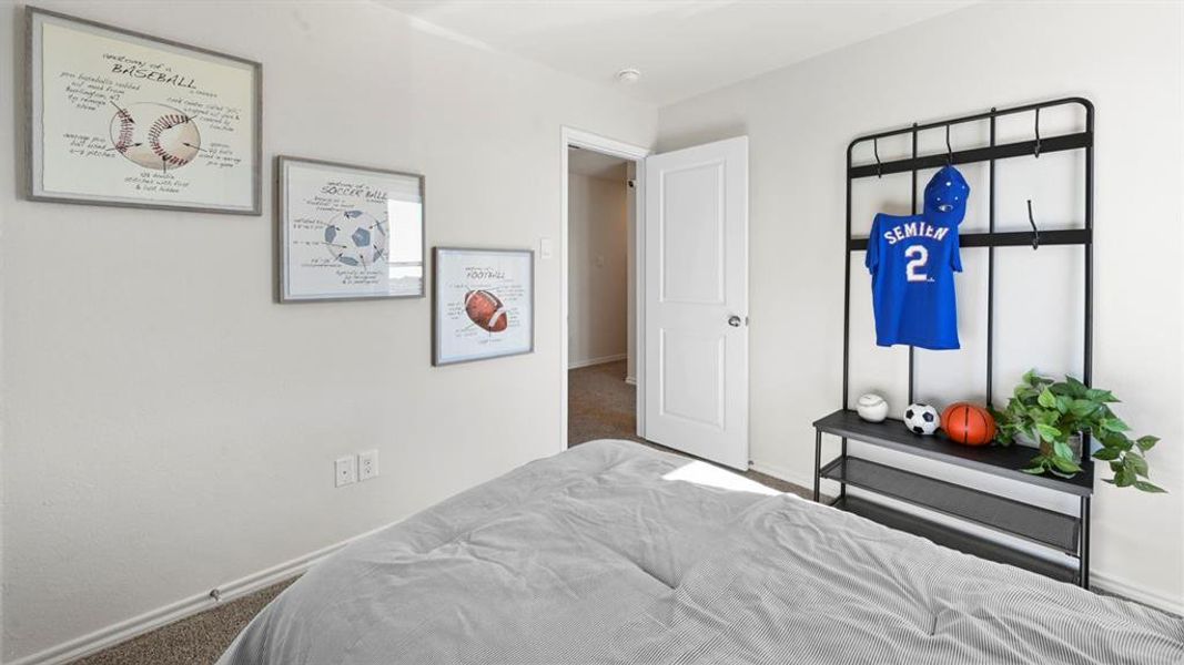Bedroom with carpet floors