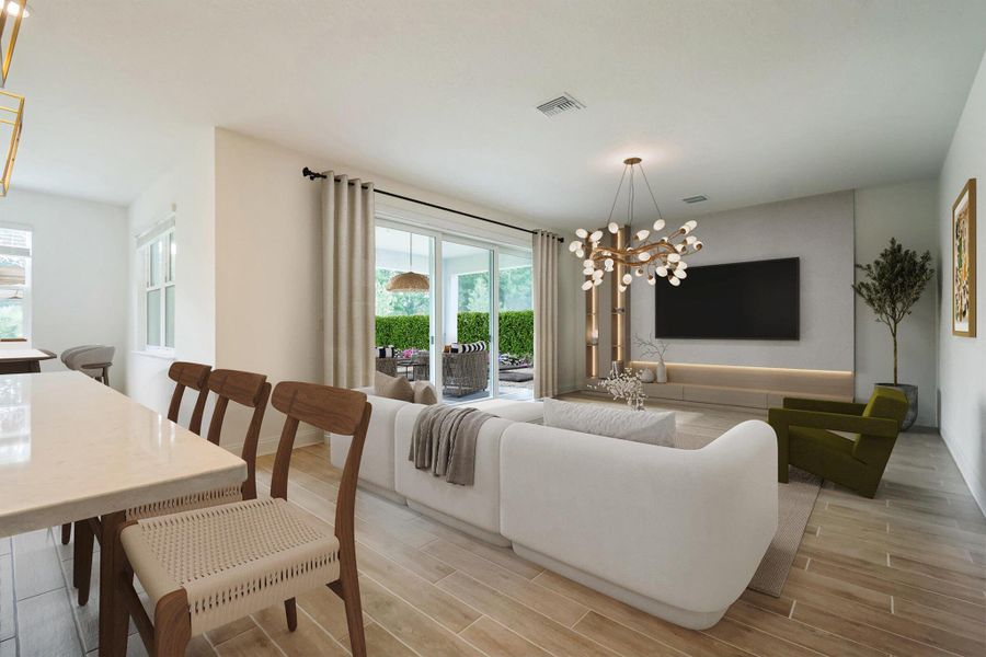 Furnished interior view inside a new home in Hampton Park - Signature Series, Vero Beach (Image 4). Furnished interior view inside a new home in Hampton Park - Signature Series, Vero Beach (Image 4).