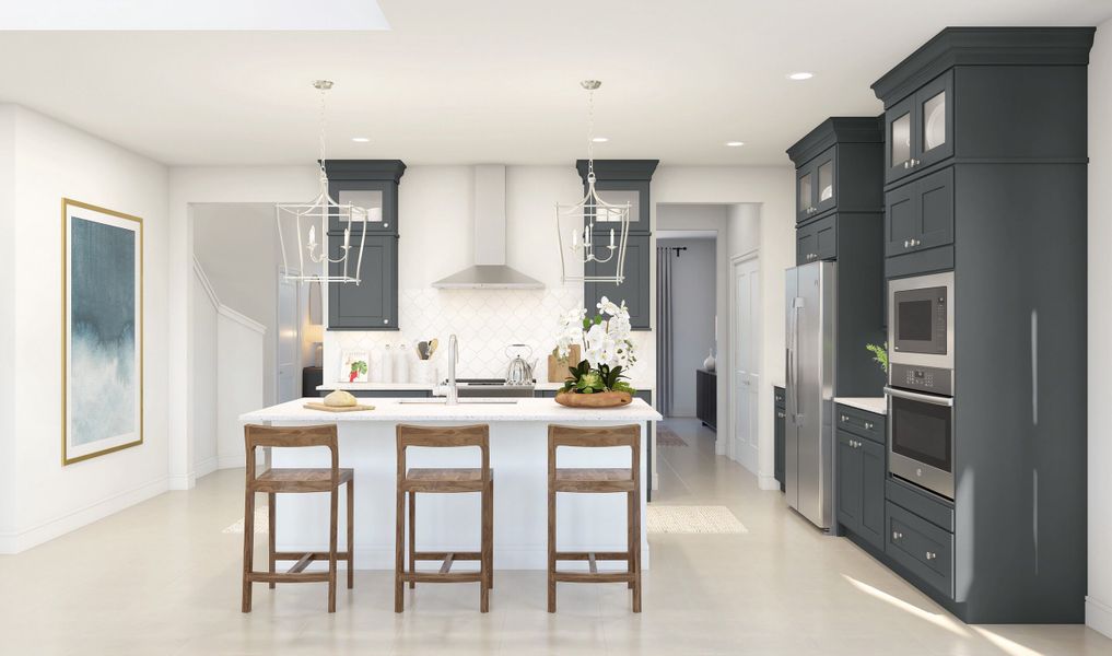 Kitchen with pendant lighting