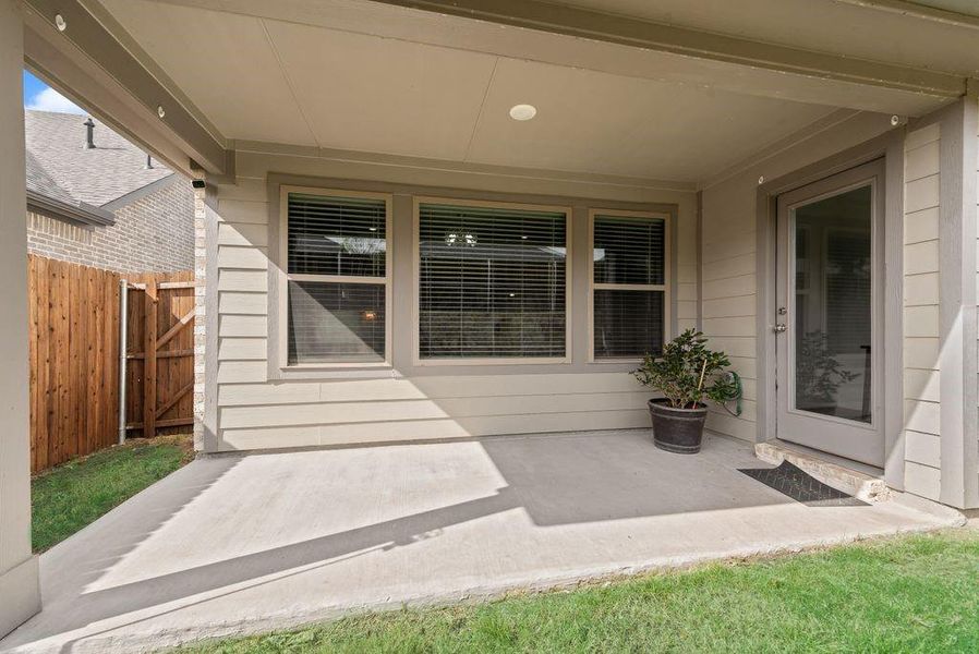 Exterior details and patio area of a home in Tesoro at Chisholm Trail Ranch, Crowley (Image 3).