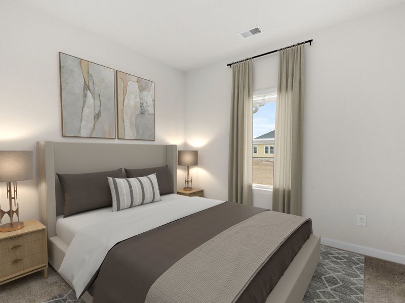 The Roswell offers three secondary bedrooms, perfect for guests.