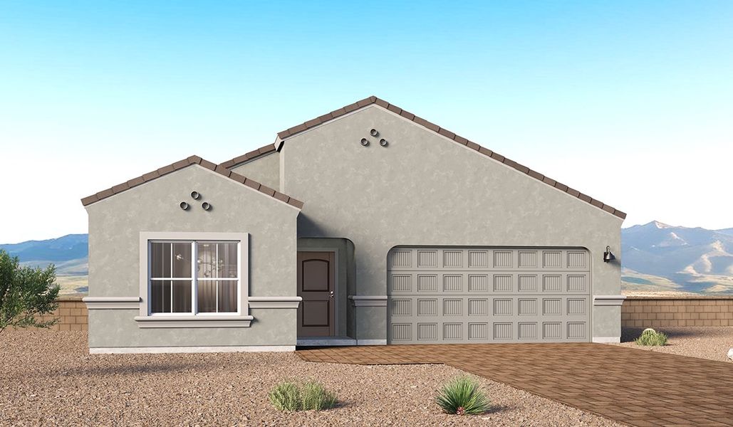 Representative exterior photo of a completed home built from the York - Plan 1863 by D.R. Horton in Solterra, Green Valley, AZ (Image 4). Representative exterior photo of a completed home built from the York - Plan 1863 by D.R. Horton in Solterra, Green Valley, AZ (Image 4).