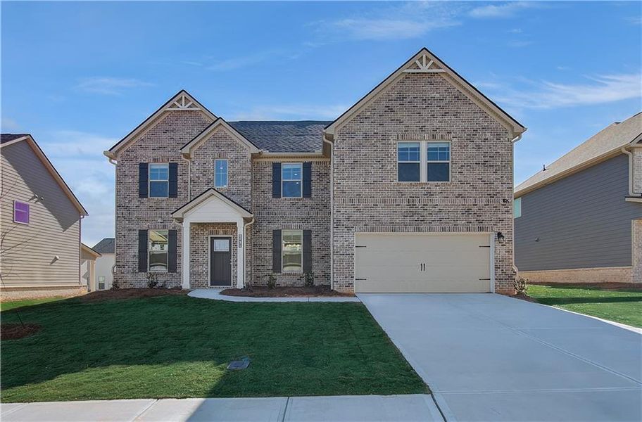 Front exterior of a new home in Adagio, Dacula, GA, highlighting curb appeal (Image 17).