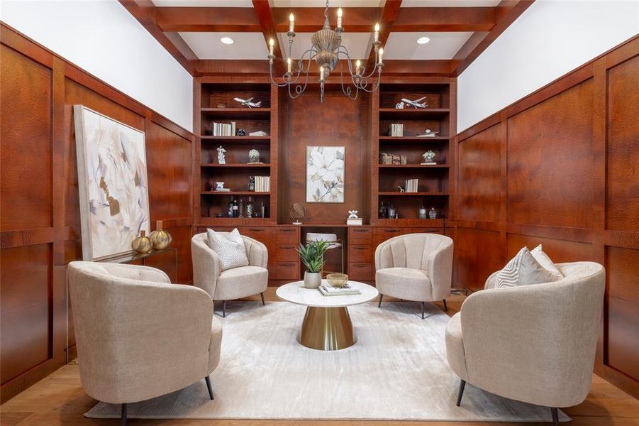 Family room with wine refrigerator Family room with wine refrigerator