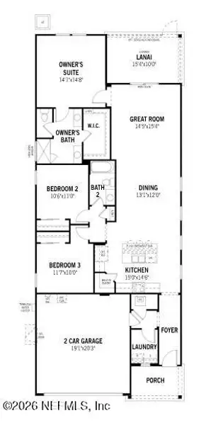 2D floor plan layout of this home in RiverTown, St. Johns, FL (Image 4).