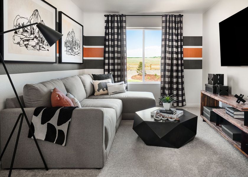 Furnished interior view inside a new home in Trailstone, Arvada (Image 6).