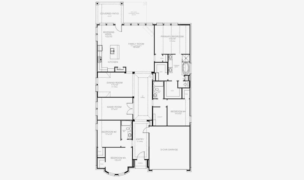 2D floor plan layout of this home in Hidden Canyon 55', San Antonio, TX (Image 3).