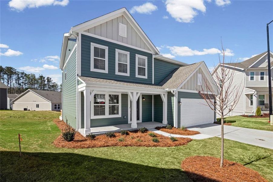 Front exterior of a new home in Sage Woods, Dallas, GA, highlighting curb appeal (Image 19).