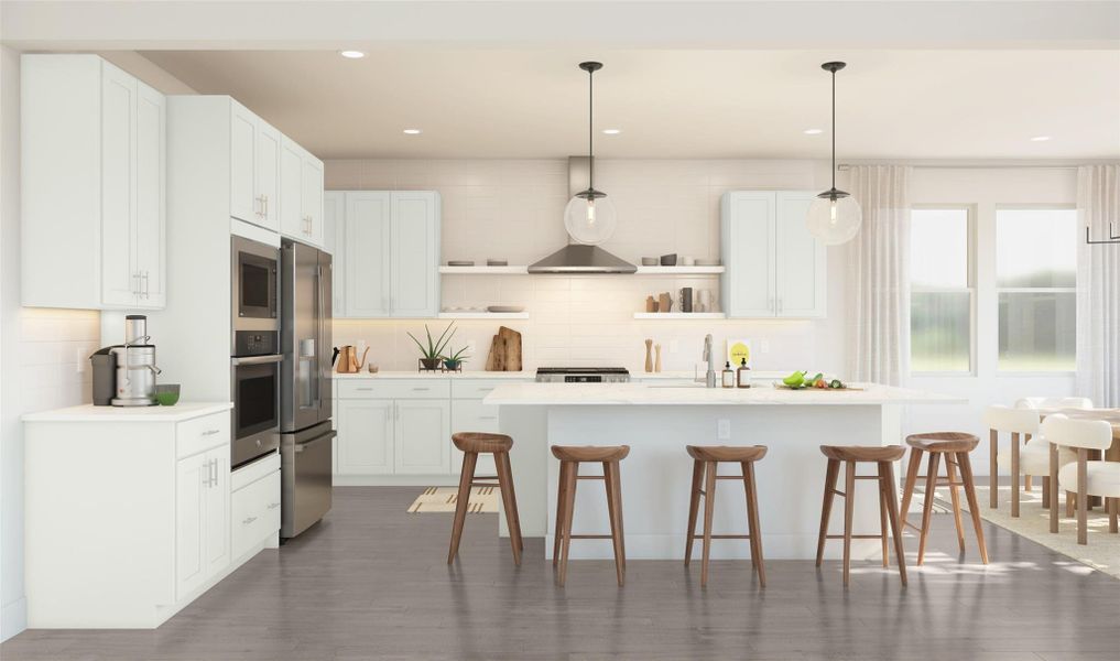 Gorgeous island kitchen (*Artist rendering used for illustration purposes only.)