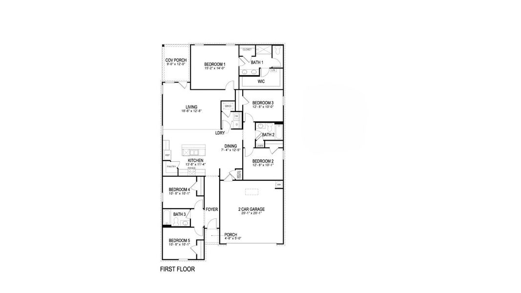 2D floor plan layout of this home in Bailey Park, Fayetteville, TN (Image 2).