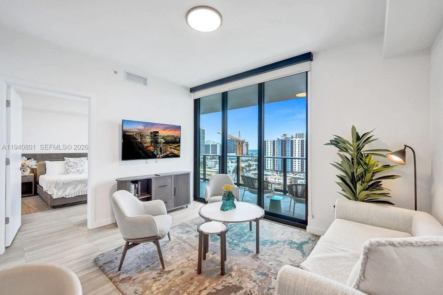 Furnished interior view inside a new home in , Miami Beach (Image 9).