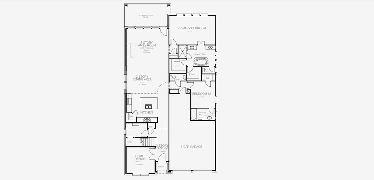 2D floor plan layout for the 2999W by Perry Homes in Briggs Ranch 50', San Antonio, TX (Image 3). 2D floor plan layout for the 2999W by Perry Homes in Briggs Ranch 50', San Antonio, TX (Image 3).