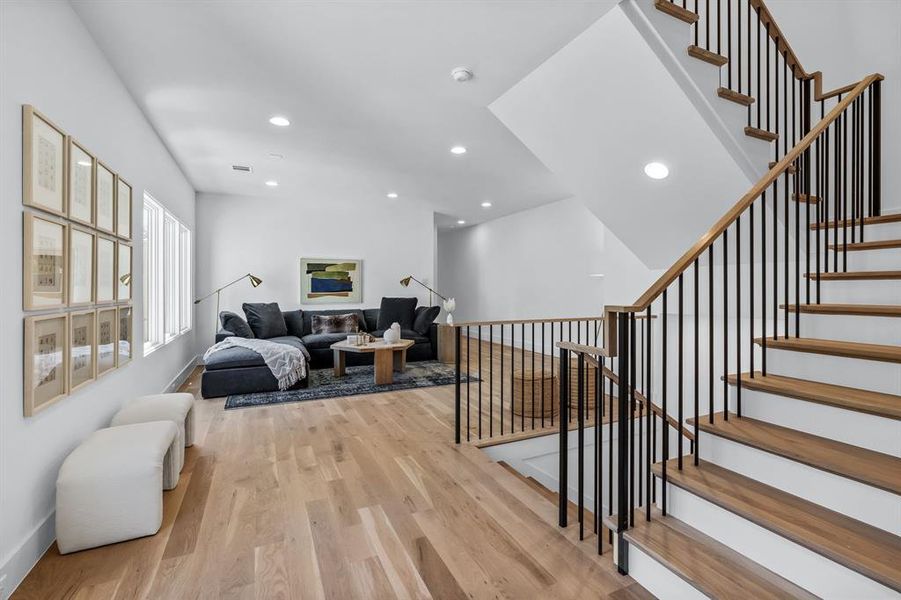 Living room featuring light wood-type flooring