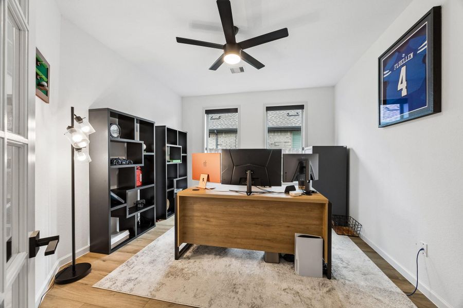 The home study is a private retreat for work or study. The home study is a private retreat for work or study.