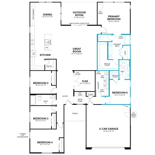 2D floor plan layout for the Lily by Brookfield Residential in Mariposa at Blossom Rock, Apache Junction, AZ (Image 6).
