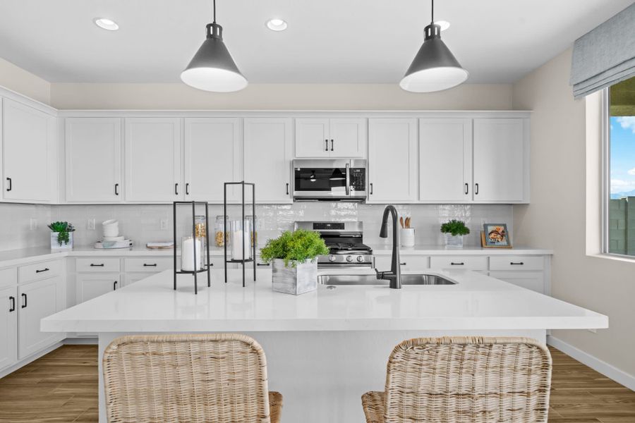 Kitchen | Skyline Floorplan | Elara at Moonlight | New Homes in Maricopa, AZ by Landsea Homes