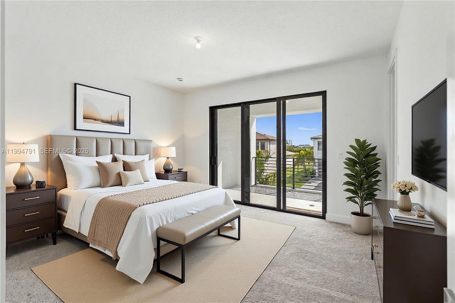 Virtually Staged - 2nd bedroom with balcony and walk-in closet