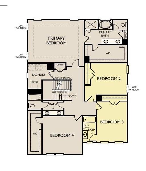 2D floor plan layout of this home in Arbors at Richland Creek, Buford, GA (Image 4).