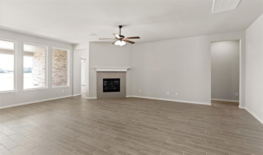 Cozy fireplace in great room