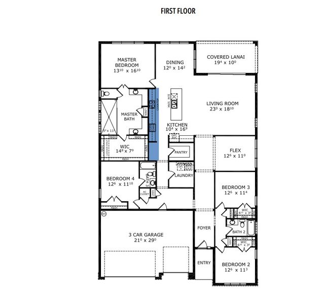 2D floor plan layout for the South Bay - Elite Series | 60' Wide Lots by ICI Homes in Woodhaven, Port Orange, FL (Image 3).