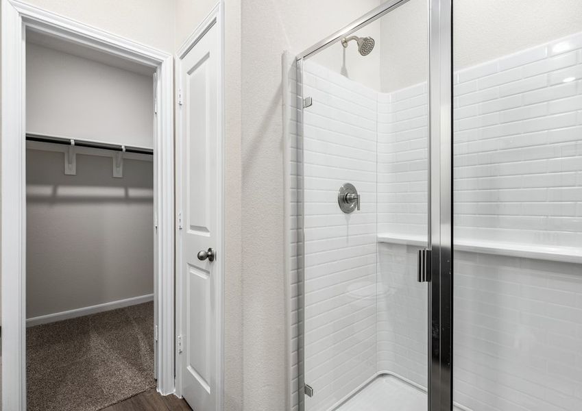 The master bathroom has a walk-in, glass shower. The master bathroom has a walk-in, glass shower.