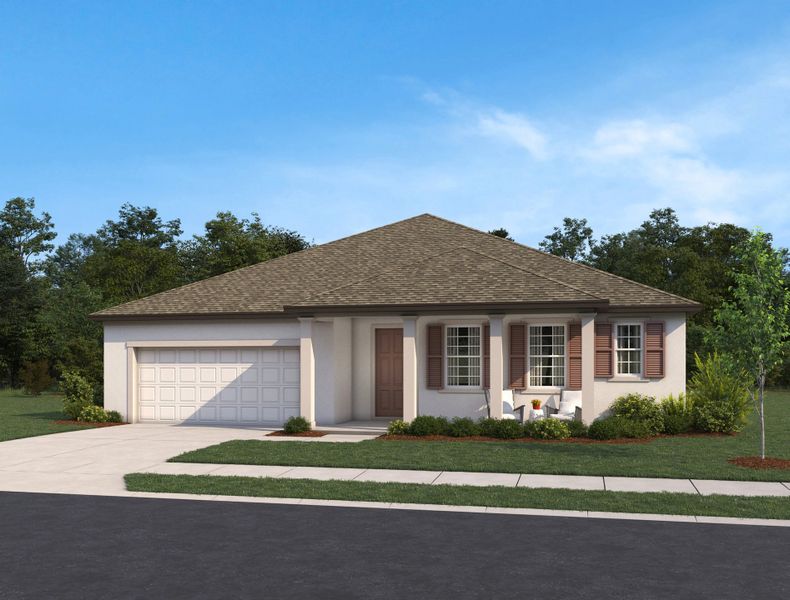 Representative exterior photo of a completed home built from the Siesta by Ashton Woods in Oakfield Trails Signature, Parrish, FL (Image 2).