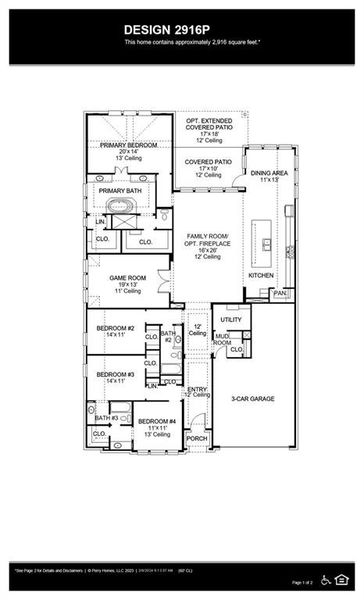 2D floor plan layout of this home in Talon Hills 60'/70', Fort Worth, TX (Image 4).