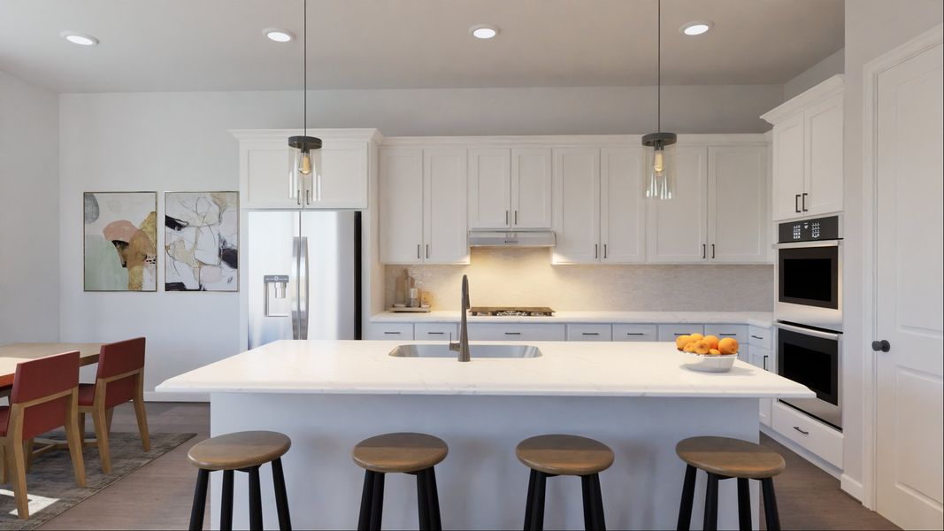 Representative furnished interior of a home built from the Audryna by New Home Co. in The Villas Collection at Novel, Austin (Image 4). Representative furnished interior of a home built from the Audryna by New Home Co. in The Villas Collection at Novel, Austin (Image 4).