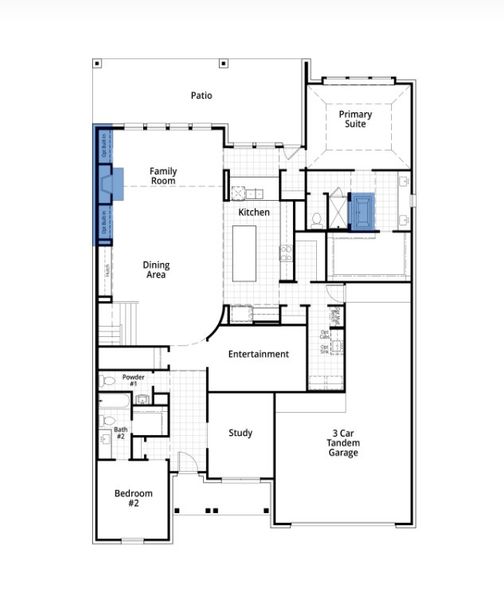 2D floor plan layout for the Stanley Plan by Highland Homes in Mosaic: Artisan Series - 60ft Lots, Prosper, TX (Image 7). 2D floor plan layout for the Stanley Plan by Highland Homes in Mosaic: Artisan Series - 60ft Lots, Prosper, TX (Image 7).