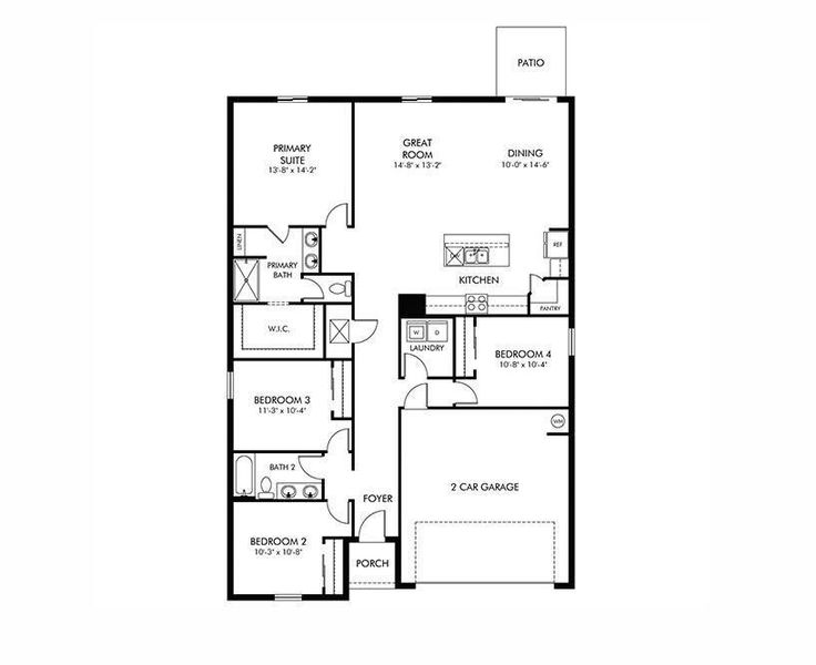 2D floor plan layout of this home in Meritage Homes at Terra Lago - Classic Series, Indiantown, FL (Image 4). 2D floor plan layout of this home in Meritage Homes at Terra Lago - Classic Series, Indiantown, FL (Image 4).