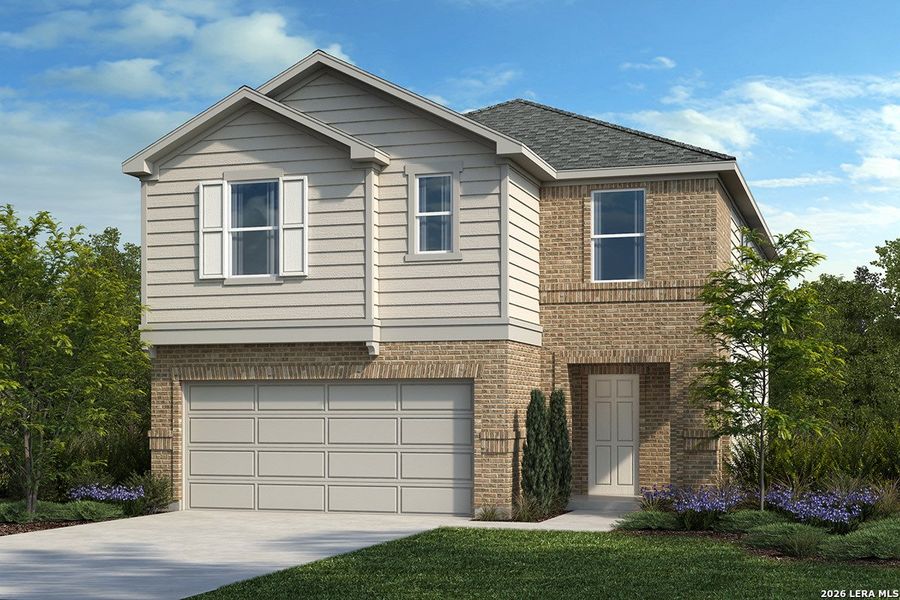 Front exterior of a new home in Knox Ridge, Converse, TX, highlighting curb appeal (Image 1). Front exterior of a new home in Knox Ridge, Converse, TX, highlighting curb appeal (Image 1).