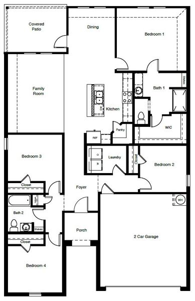 2D floor plan layout of this home in Sunnycreek, Fort Worth, TX (Image 4).
