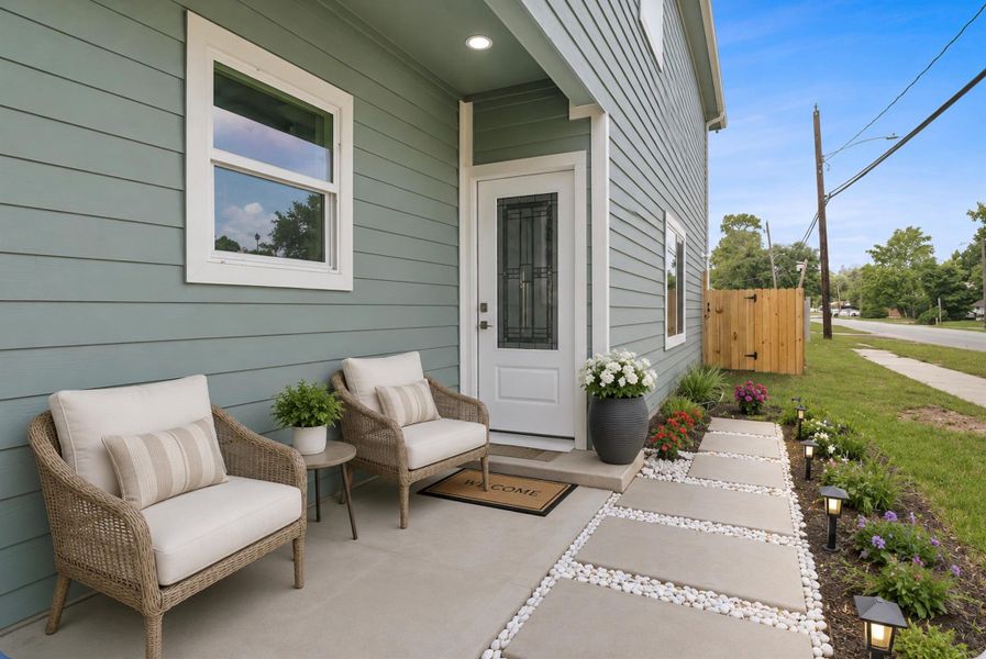 Exterior details and patio area of a home in , Houston (Image 29).